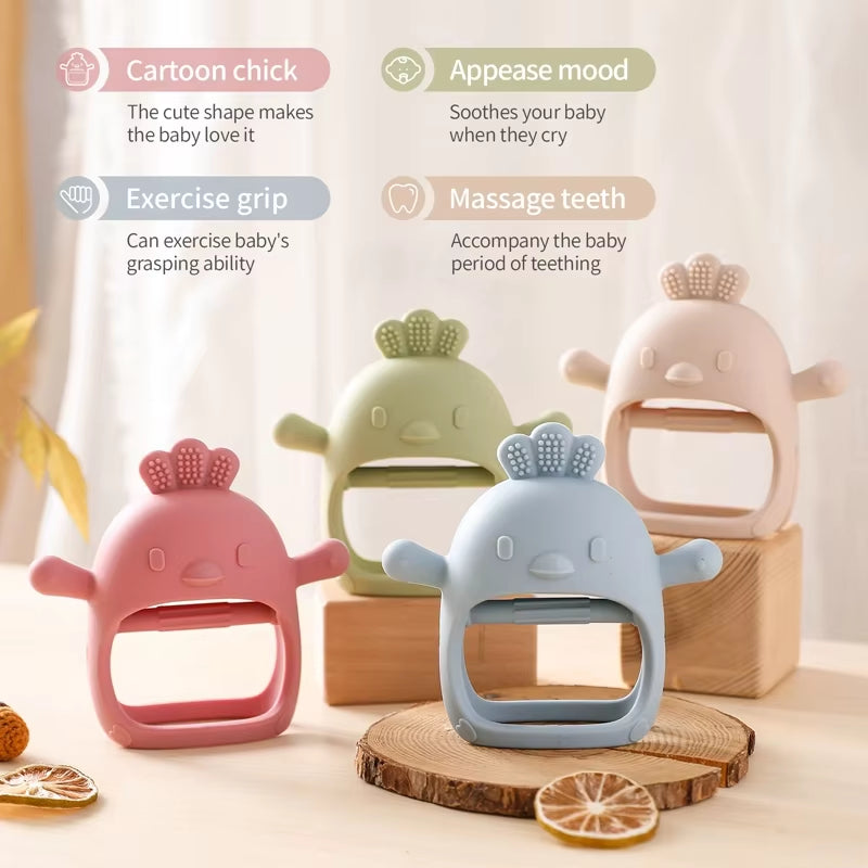 Baby Teether Chick Gloves Teether Silicone Anti-Eating Hand ​Molar Stick Massage Gums Baby Anti-Biting Teether Baby Accessories