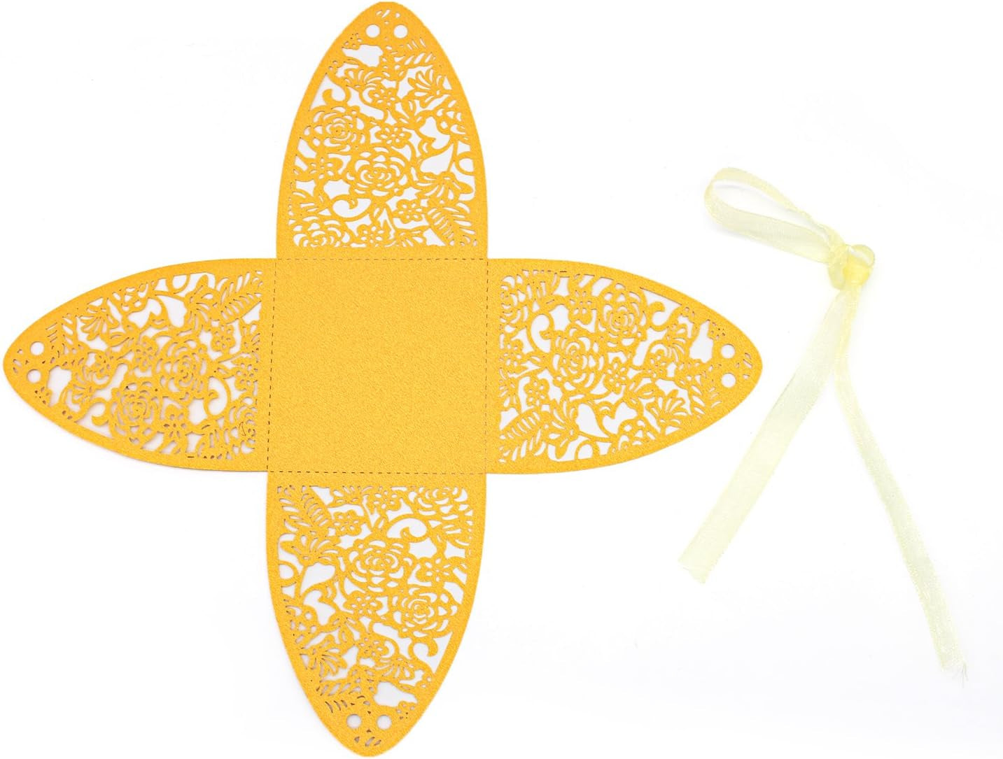 Pack of 100 Laser Cut Rose Candy Boxes, Favor Boxes 2.5"X 2.5"X 3.1", Gift Boxes for Bridal Shower Anniverary Birthday Party Wedding Favor (100,Gold)