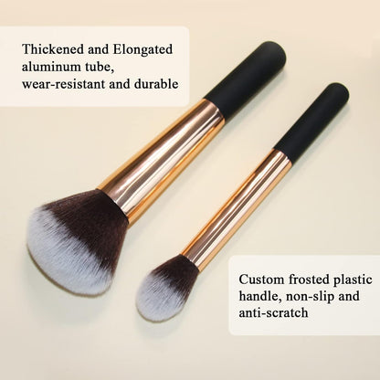 Makeup Brushes  Powder Foundation Brush Flawless Powder Brush Set with Highlighter Brush Blush Brush with Wooden Handle Perfect for Blending, Buffing Liquid, Powder, Foundation, Cream, Concealer