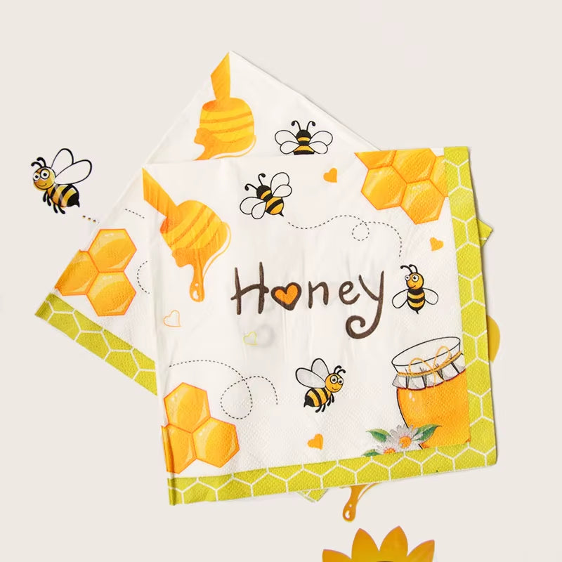 Bumble Bee Theme Party DIY Supplies Kids Birthday Party Decoration Latex Balloon Garland Disposable Tableware Set Baby Shower Su