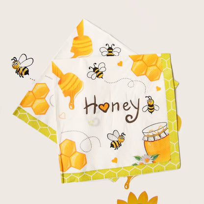 Bumble Bee Theme Party DIY Supplies Kids Birthday Party Decoration Latex Balloon Garland Disposable Tableware Set Baby Shower Su