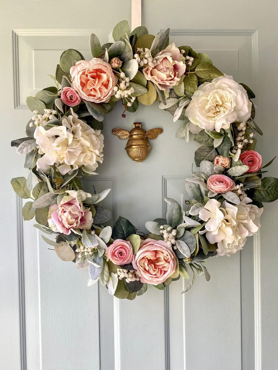 Bee Door Knocker for Front Door | Polished Solid  | Brass Knockers with Strike Plate | UPVC | Bumblebee Front Door Furniture with a Unique Design (Brass)