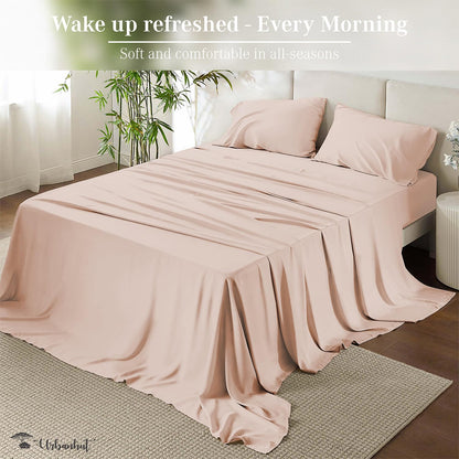 800 Thread Count Queen Size Egyptian Cotton Sheets Set, 4 Pc Bed Sheet Sets for Queen Size Bedding, Luxury Hotel Sheets Sateen Finish Fits 16" Deep Pocket - Blush Pink