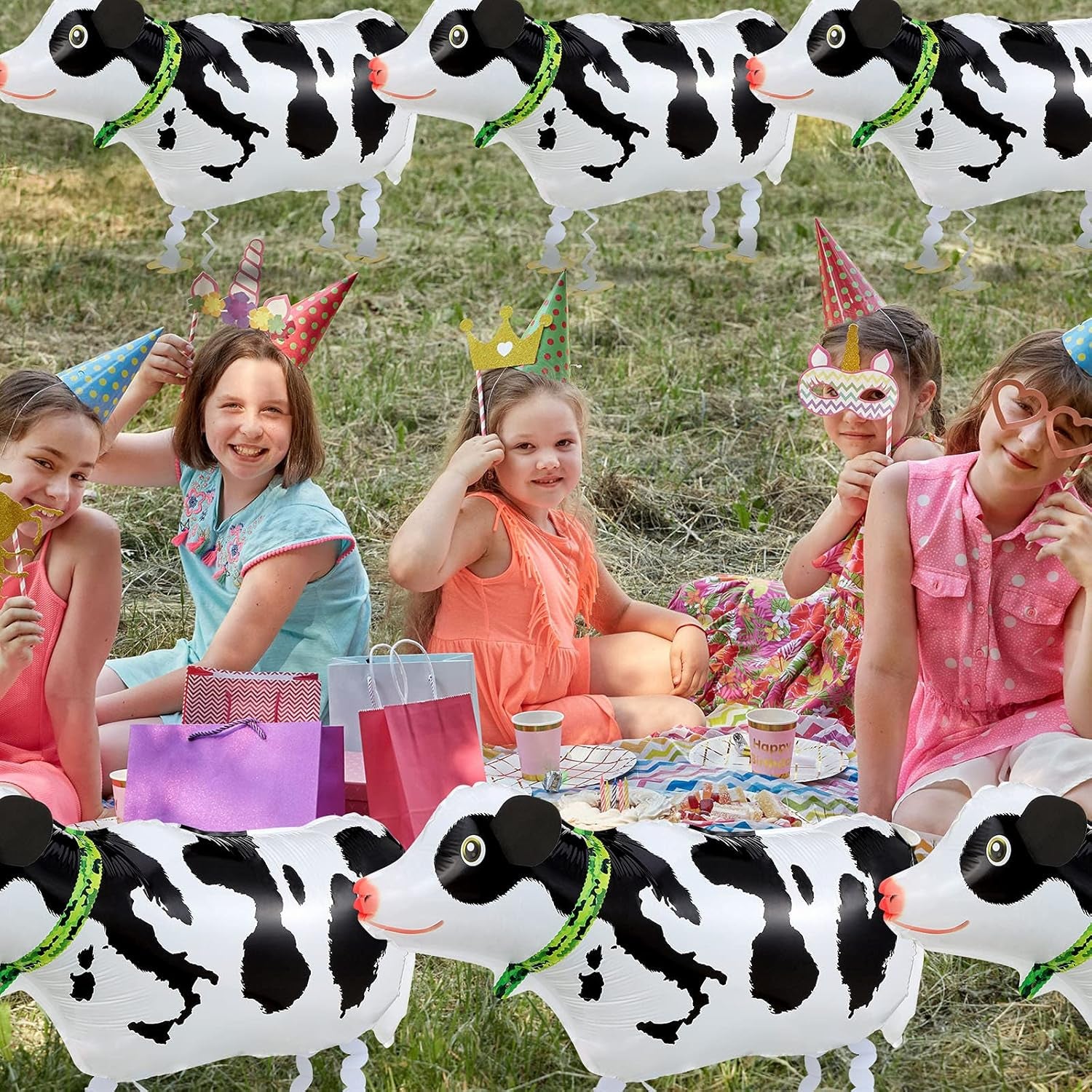 6 Pieces Walking Animal Balloons Foil Animal Air Walkers Pet Balloons Helium Farm Animal Balloons Party Decorations for Animal Theme Party Supplies Baby Shower Wedding Birthday Party Favors (Cow)