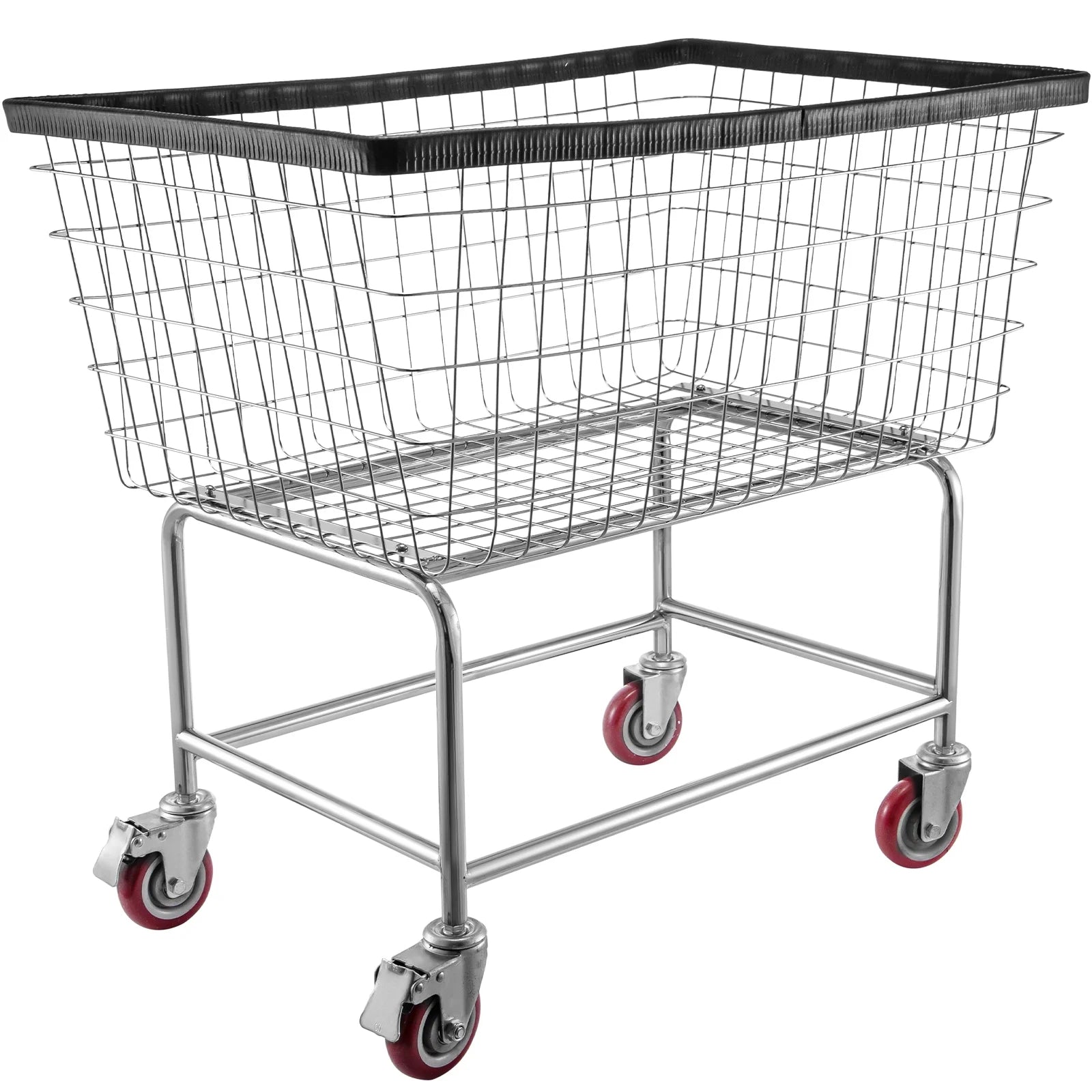 Wire Laundry Cart Wire Laundry Basket 4.5 Bushel Heavy Duty W/ 5'' Wheels