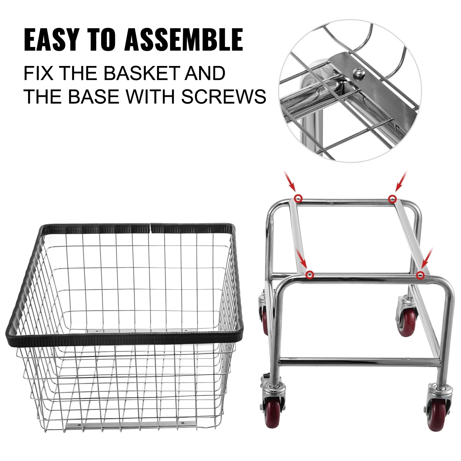 Wire Laundry Cart Wire Laundry Basket 4.5 Bushel Heavy Duty W/ 5'' Wheels