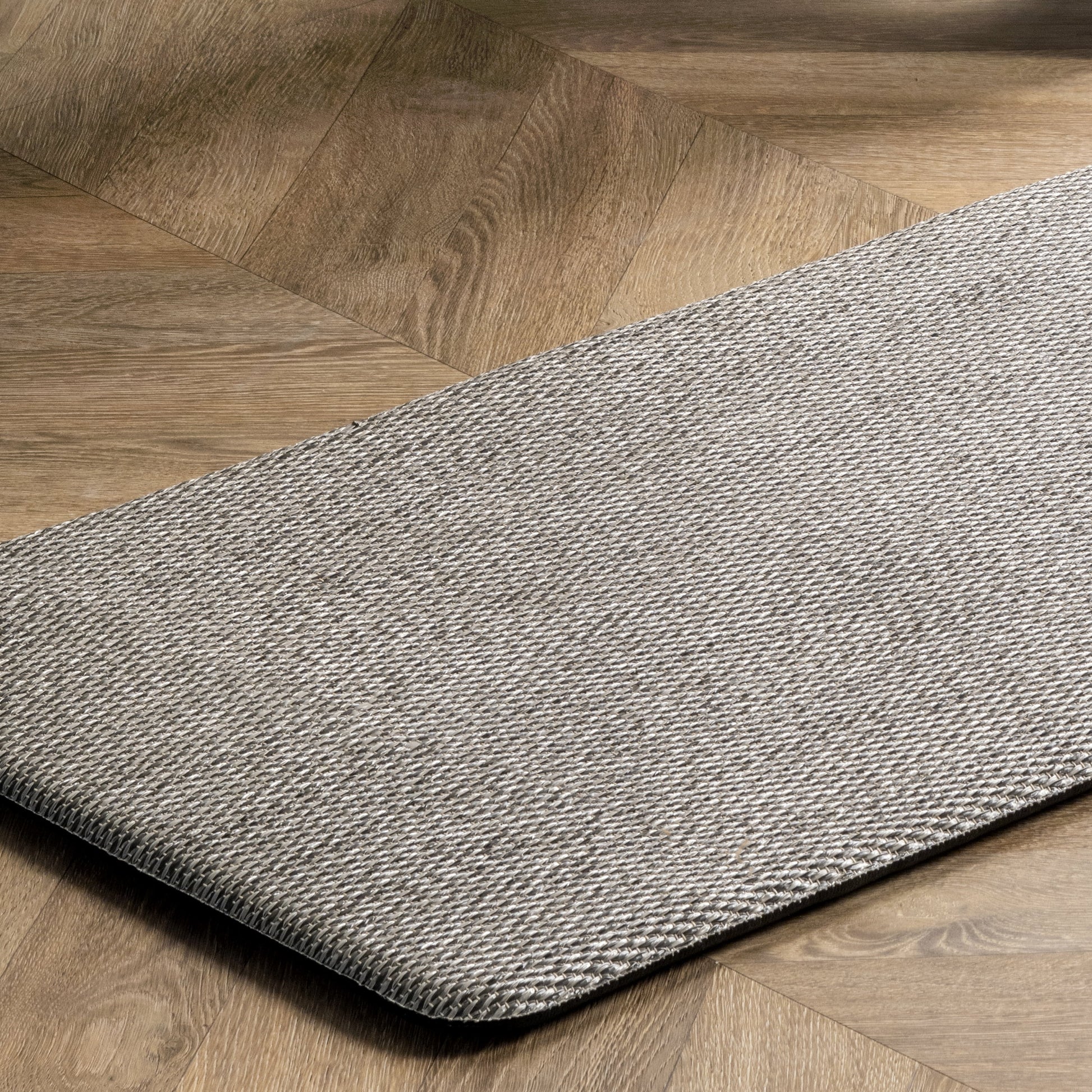 Casual Braided anti Fatigue Kitchen or Laundry Room Comfort Mat, 18" X 30", Light Grey