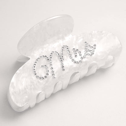 Hair Clip, White Acrylic Mrs Hair Clip with Double-Side Rhinestone Mrs Logo, Wedding Gift for Bride, Bridal Shower, Bachelorette Party Decorations Accessory, Bride Birthday