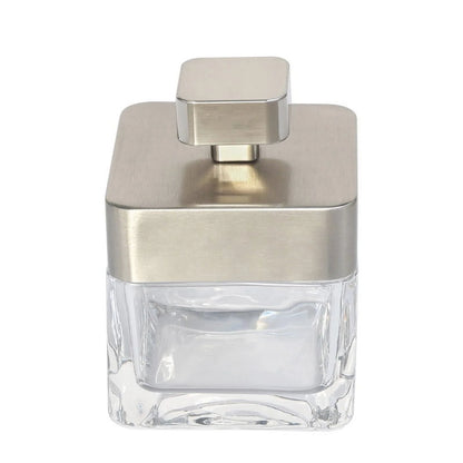 Metal and Glass Covered Jar, Clear with Silver Accent