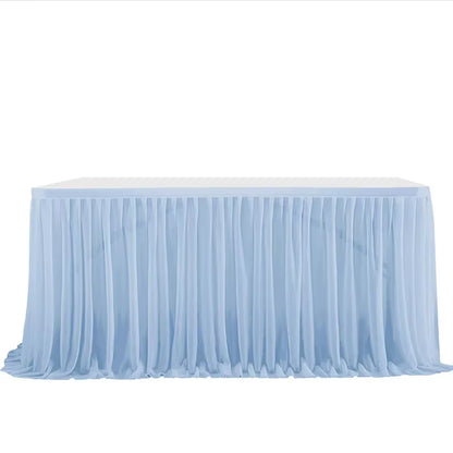 6/9FT Party Table Skirt Birthday Pleated Dessert Tablecloth Cover Wedding Festive Table Skirting Baby Shower Home Table Decor