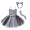 Prinecss Jungle Animal Costume for Girls Giraffe Tiger Tutu Birthday Christmas Halloween Dress up Outfits with Headband Tails 5-6 Years Panther