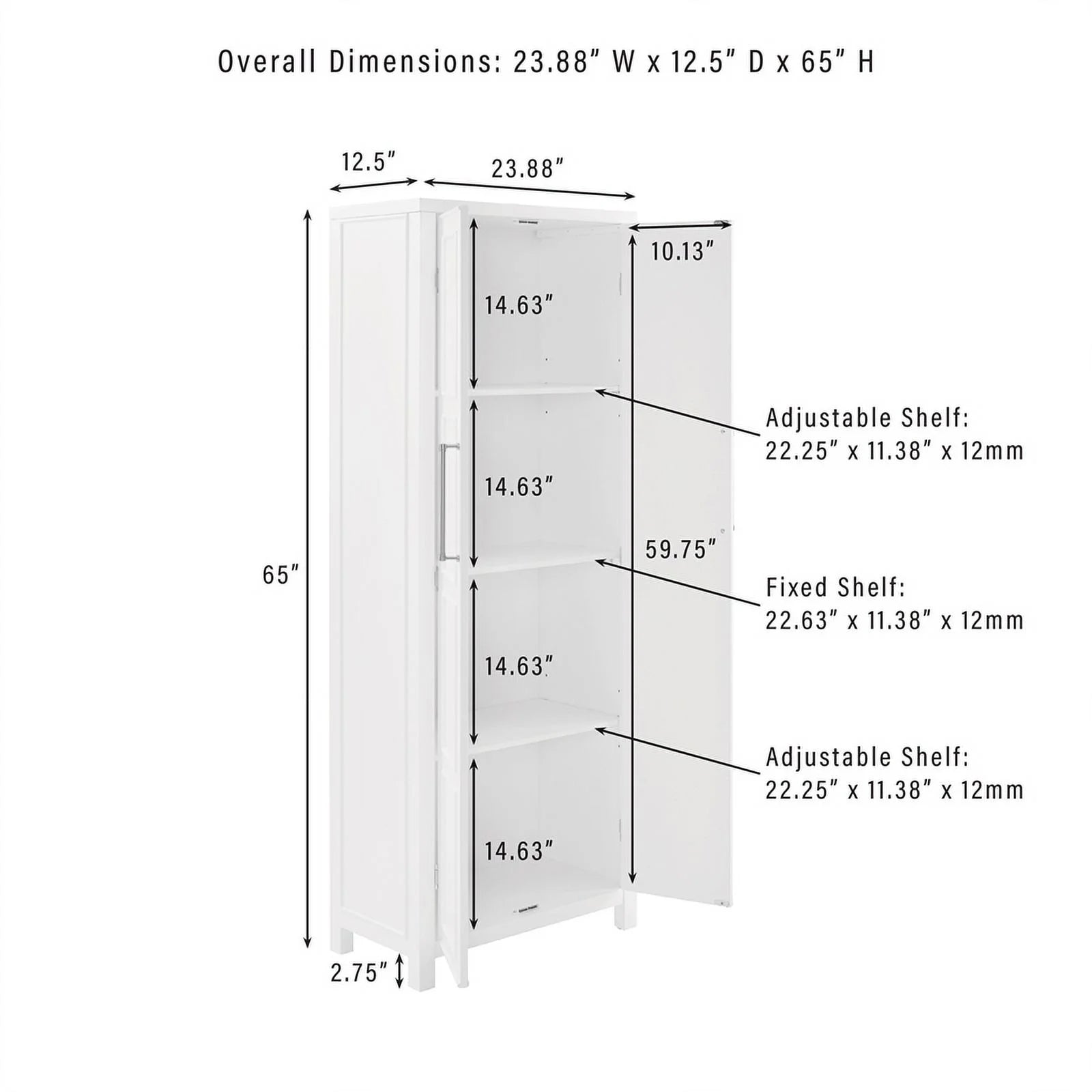 Cutler Modern Wood Storage Pantry in White