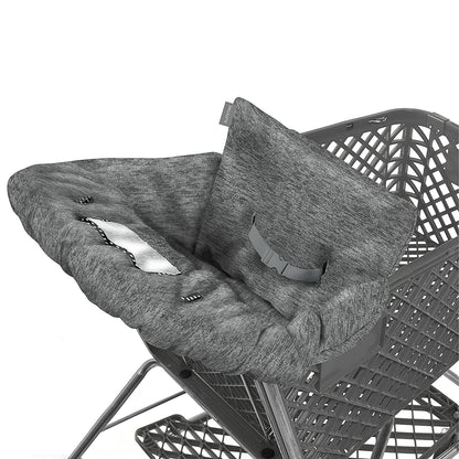 Summer 2-In-1 Full Coverage Cushy Shopping Cart Cover (Heather Gray) and High Chair Cover with Removable Seat Positioner, Strap, Phone Holder, and Toy Loops, Heather Gray and Black