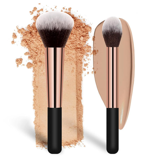 Makeup Brushes  Powder Foundation Brush Flawless Powder Brush Set with Highlighter Brush Blush Brush with Wooden Handle Perfect for Blending, Buffing Liquid, Powder, Foundation, Cream, Concealer