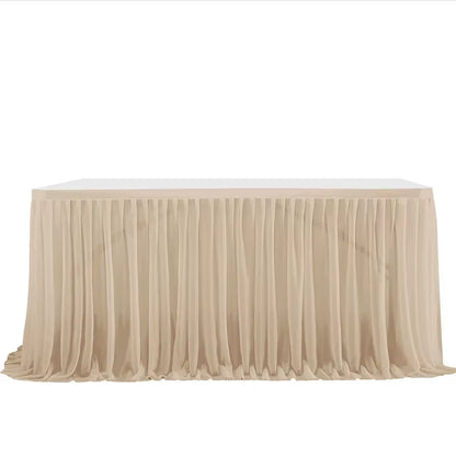 6/9FT Party Table Skirt Birthday Pleated Dessert Tablecloth Cover Wedding Festive Table Skirting Baby Shower Home Table Decor