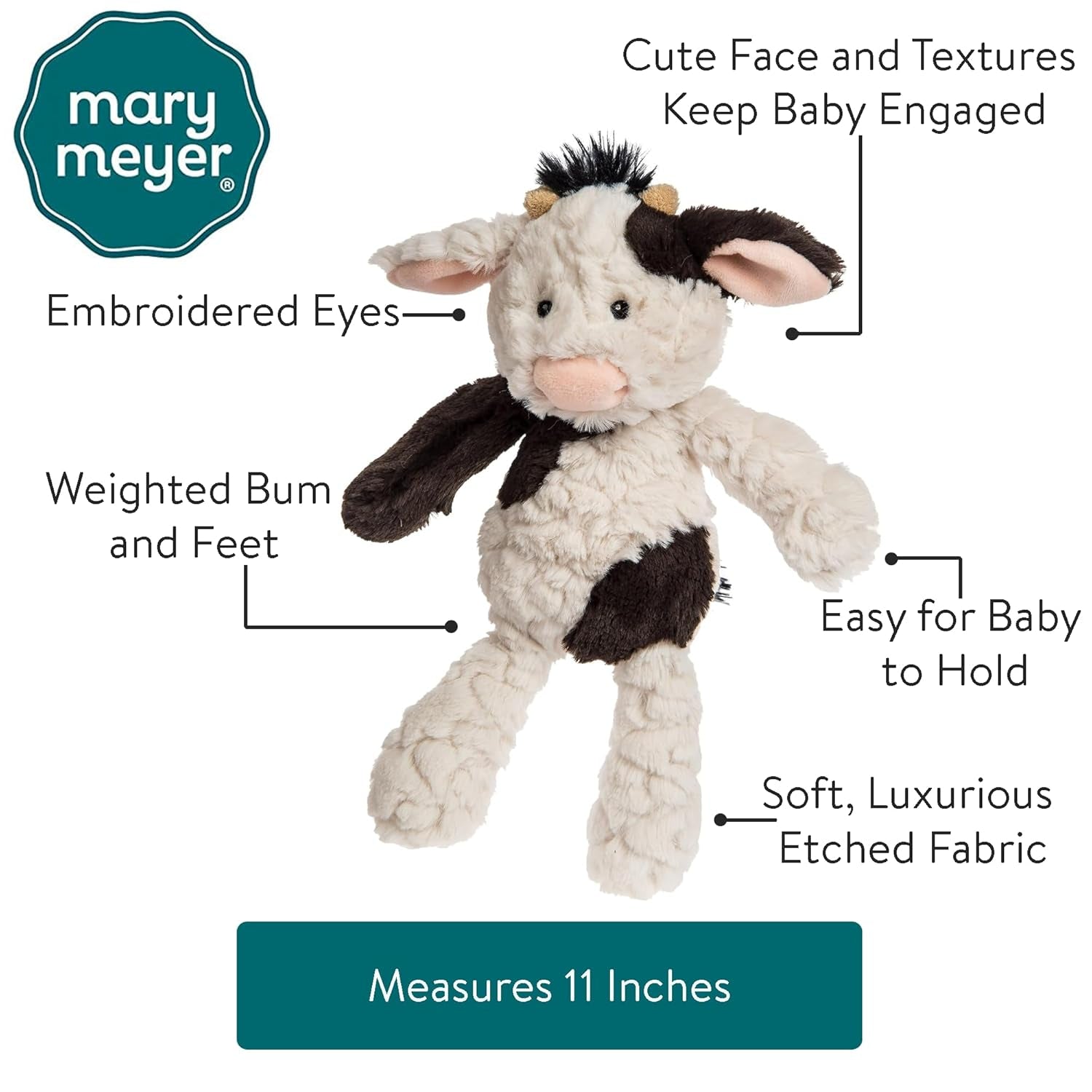 Putty Nursery Bunny Soft Toy, Cow, 1 Count (Pack of 1)