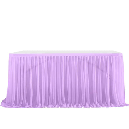 6/9FT Party Table Skirt Birthday Pleated Dessert Tablecloth Cover Wedding Festive Table Skirting Baby Shower Home Table Decor