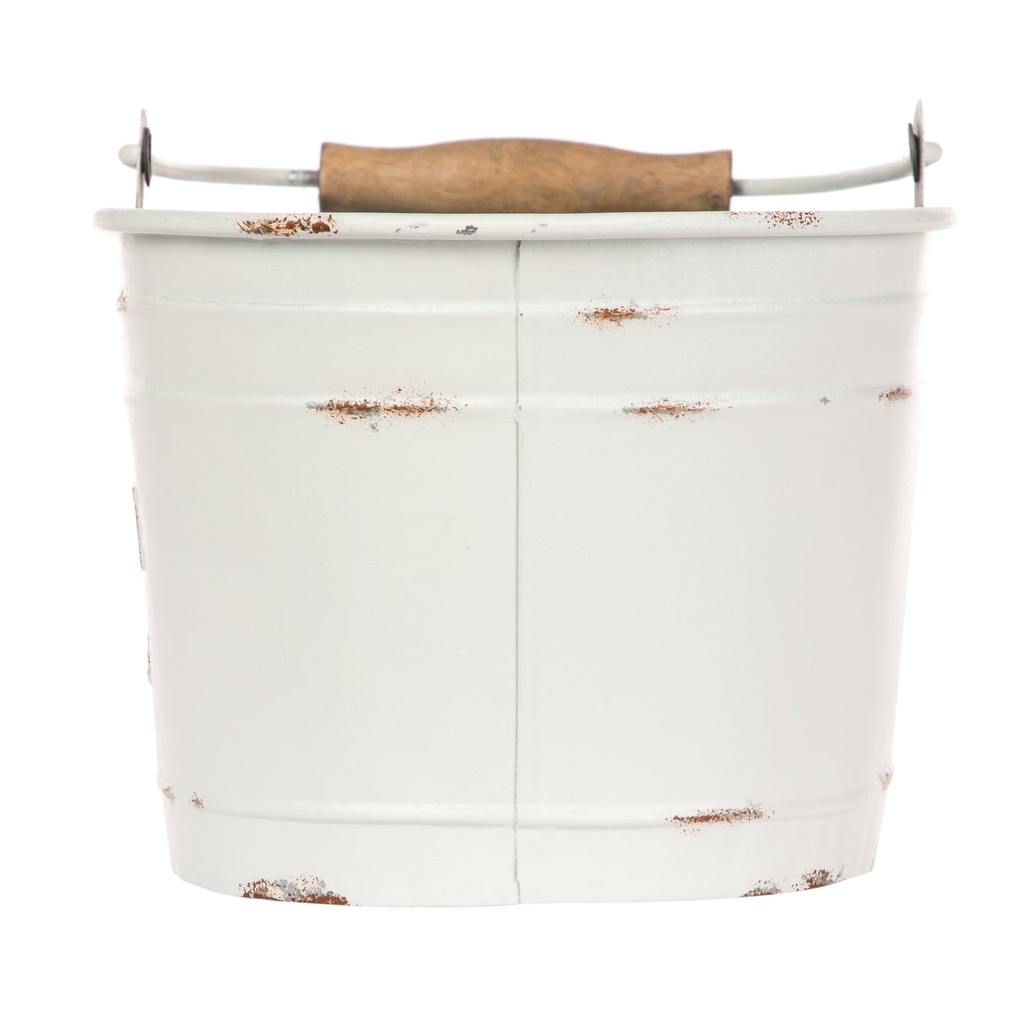 White Oval Farmhouse Bucket for Artificial Floral with Handle