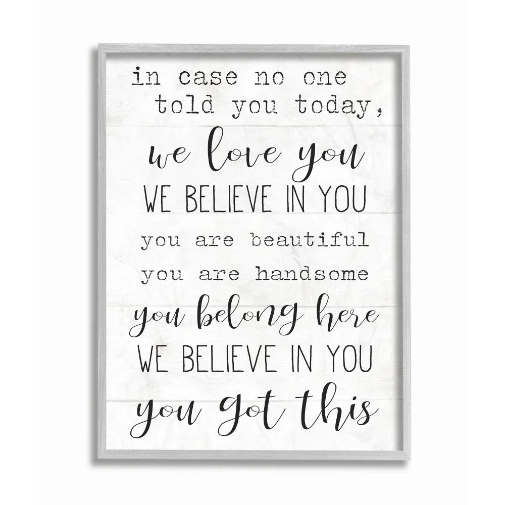 You Got This Inspirational Family Home Word Design Gray Farmhouse Rustic Framed Giclee Texturized Art by Daphne Polselli