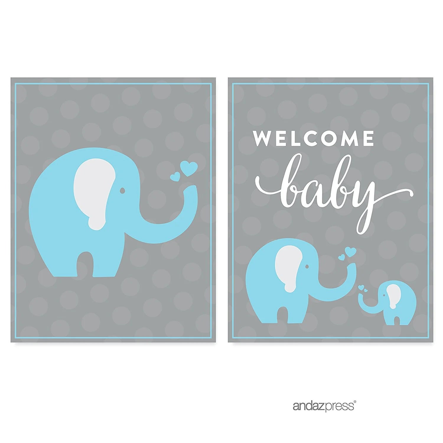Boy Elephant Baby Shower Party Signs & Banner Decorations, 20-Pack