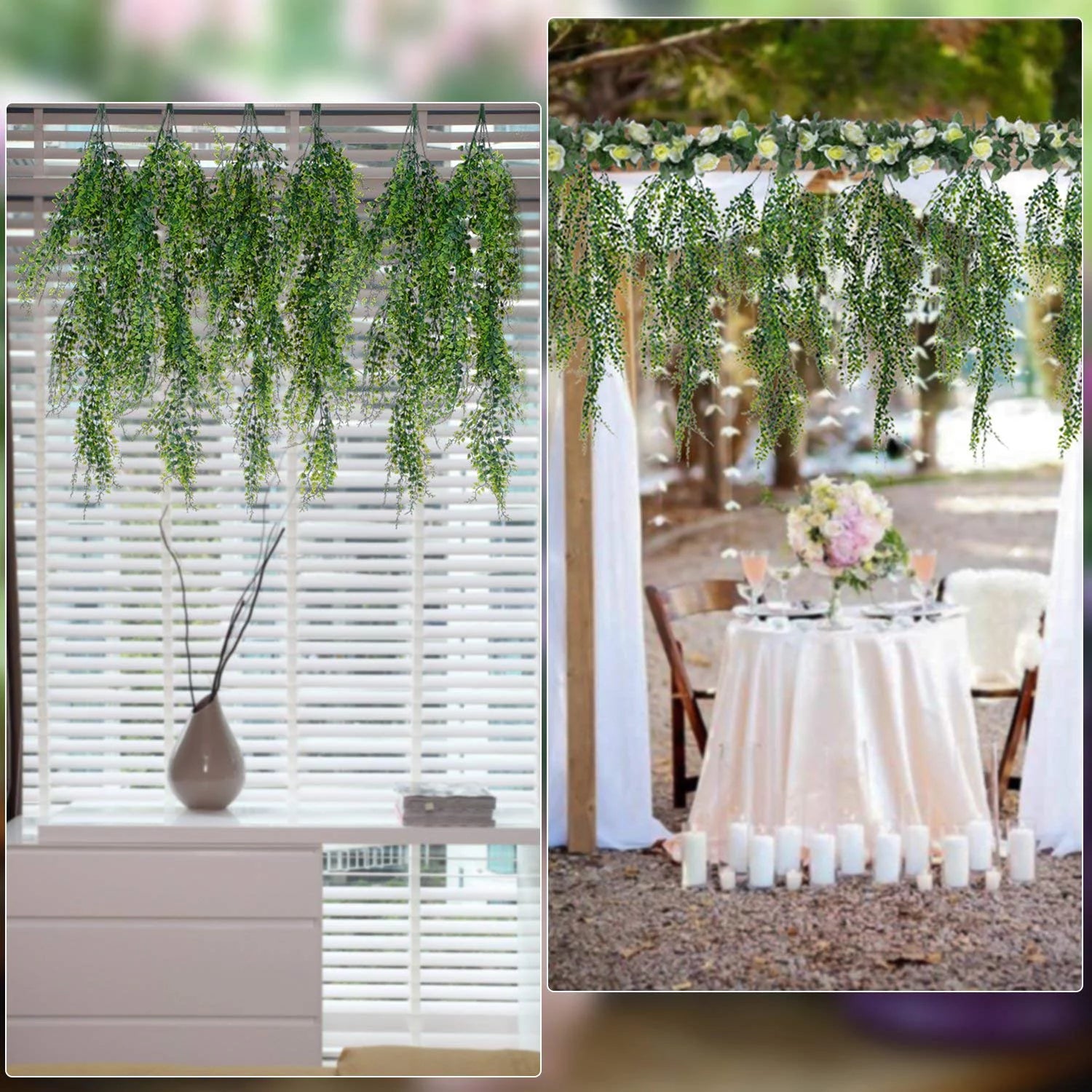 4 Pack Artificial Wall Hanging Plants Artificial Ivy Fake Hanging Vine Plants Decor Plastic Greenery for Home Wall Indoor Outdside