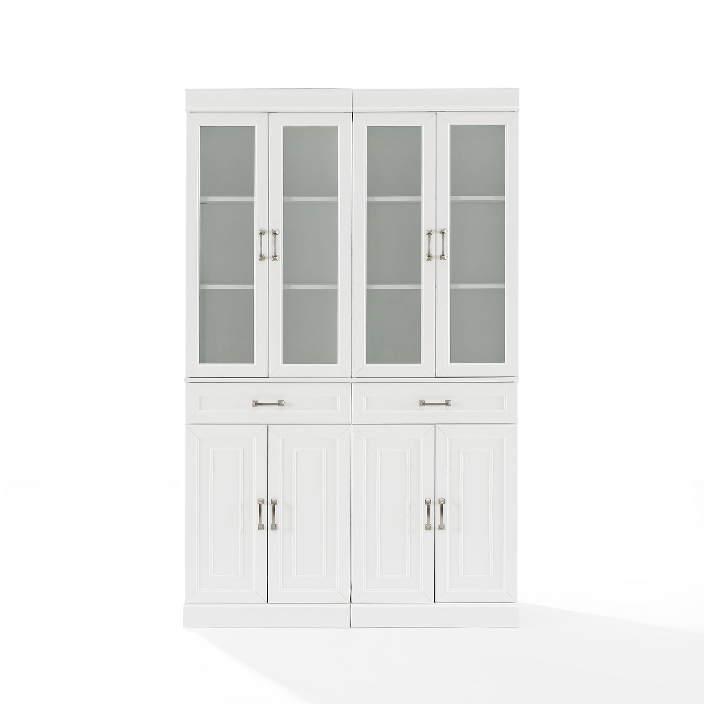 Stanton Wood Pantry with Glass Door in White (Set of 2)
