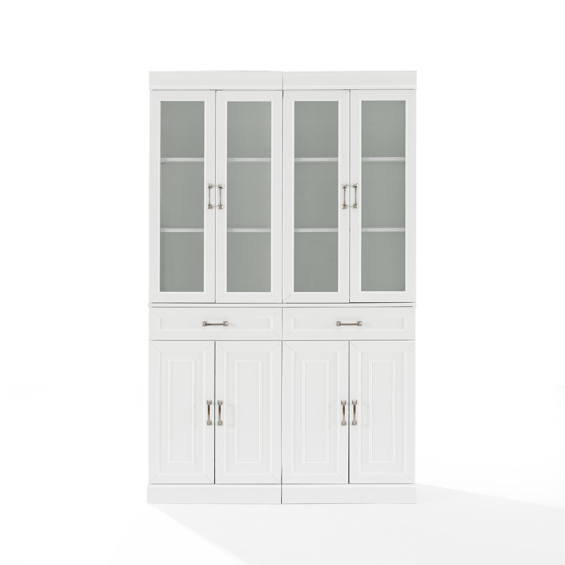 Stanton Wood Pantry with Glass Door in White (Set of 2)