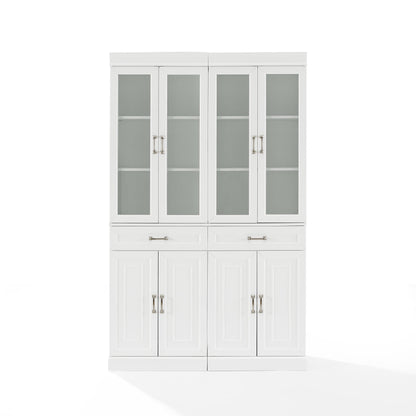 Stanton Wood Pantry with Glass Door in White (Set of 2)