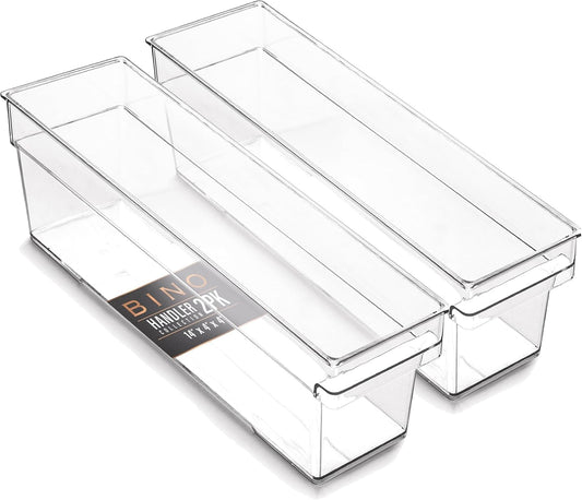 | Plastic Storage Bins, Small | the HANDLER COLLECTION | Multipurpose Organizer Bins | Kitchen Pantry Organizers and Storage | Clear Containers for Organizing Home | Freezer Organizer