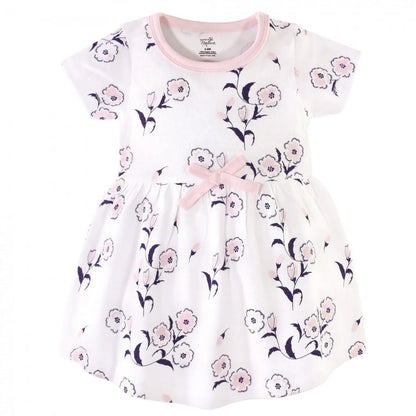 Baby and Toddler Girl Organic Cotton Short-Sleeve Dresses 2Pk, Wild Flowers, 3 Toddler