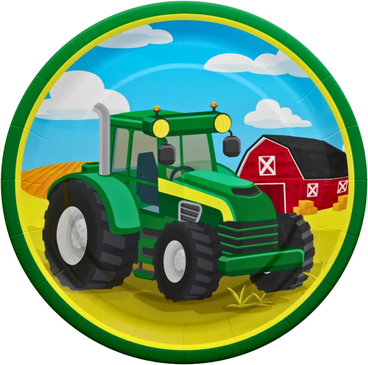 Tractor Standard Party Supplies Pack (100 Pieces for 16 Guests) - Tractor Birthday Party Supplies, Tractor Plates and Napkin, Tractor Decorations, Farm Animal Party, Baby Shower,
