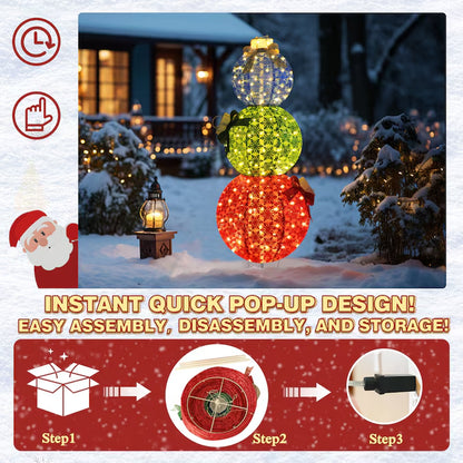 63-In Ornament Free Standing Decoration with White LED Lights