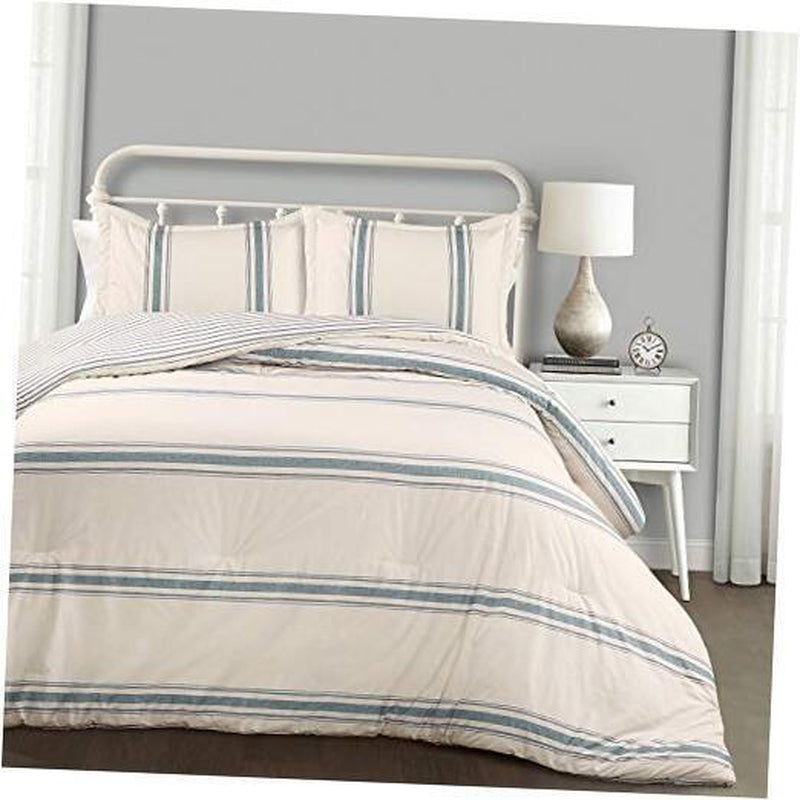 Comforter Farmhouse Stripe King Blue Comforter Set