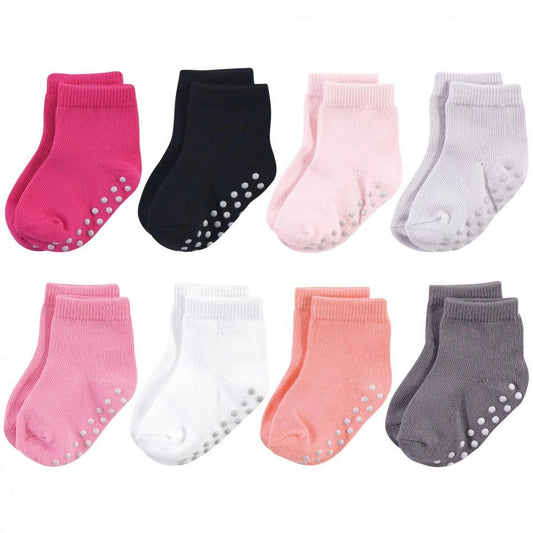 Girl'S Organic Cotton Socks, Solid Black Pink