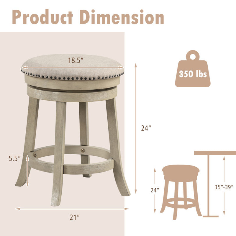 24/26.5 Inches Swivel Bar Stools Set of 2 Wth Wooden Frame