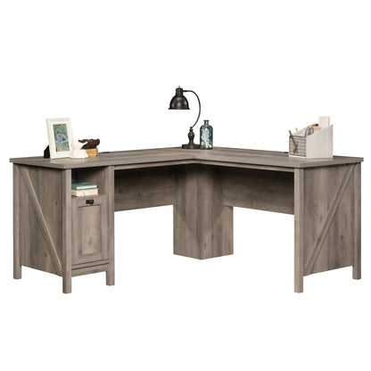 Modern Farmhouse L-Desk, Rustic Gray Finish