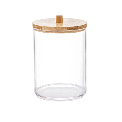 Acrylic Holder Dispenser Bathroom Jars with Lids Cotton Ball Pad round Holder for Bathroom Accessories Storage Organizer