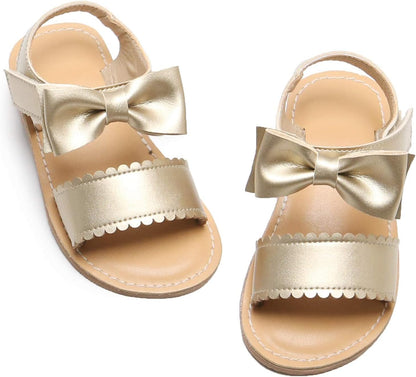 Toddler Girl Sandals - Flower Girl Dress Shoes Open Toe Little Kid Summer Flats