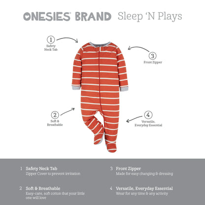 Brand Baby Boy Sleep 'N Plays Footed Pajamas, 4-Pack, Newborn - 6/9M
