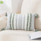 Decorative Boho Throw Pillow Cover 12X20, Lumbar Accent Neutral Textured Tufted Pillow Cover Striped for Couch Bed Sofa, Green and Cream White, Pack of 1