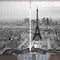 Eiffel Tower Curtains, Eiffel Tower Paris City Structure Morning Scenic Monochrome Urban View, Living Room Bedroom Window Drapes 2 Panel Set, 108" X 108", Pale Grey