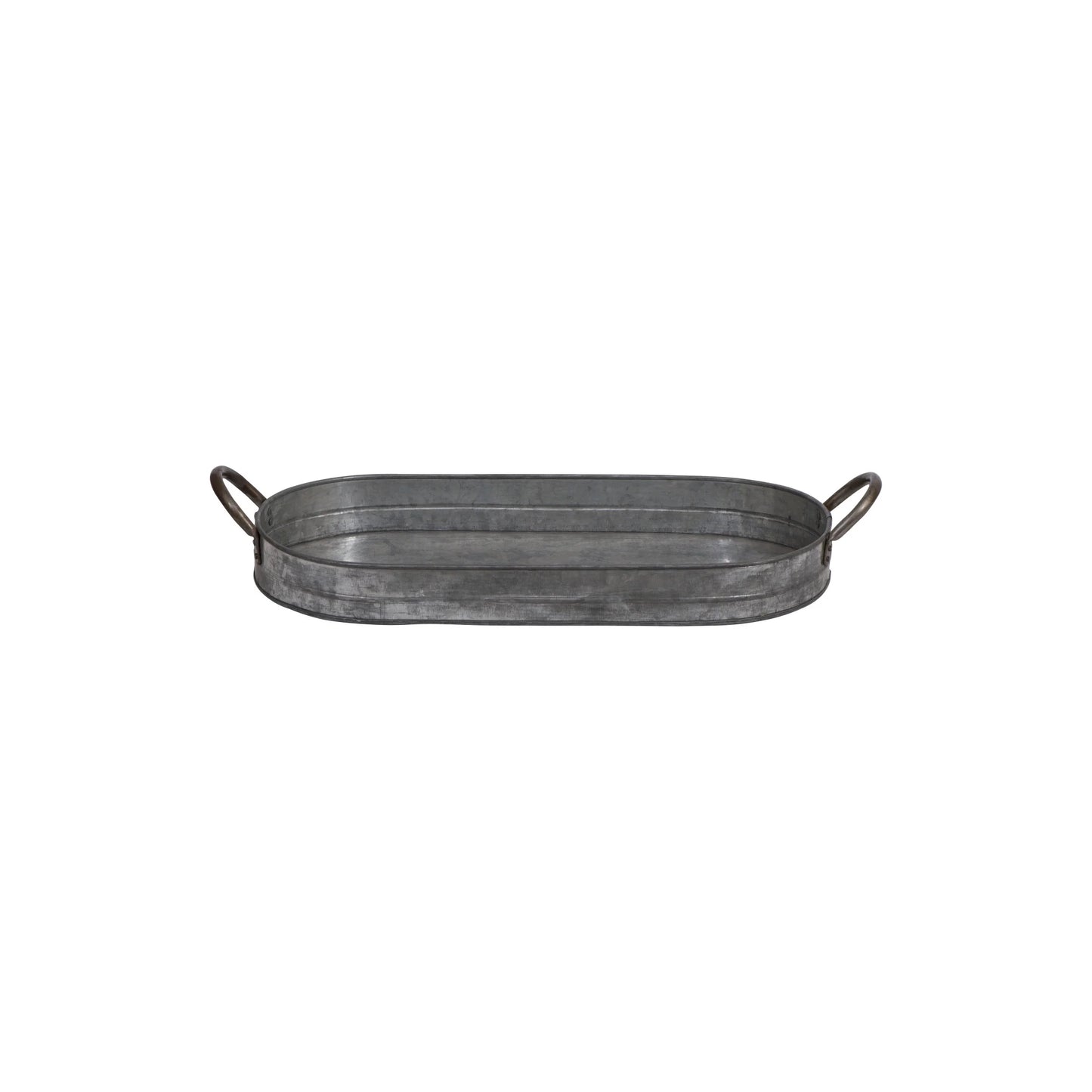 Oval Galvanized Metal Tray with Handles