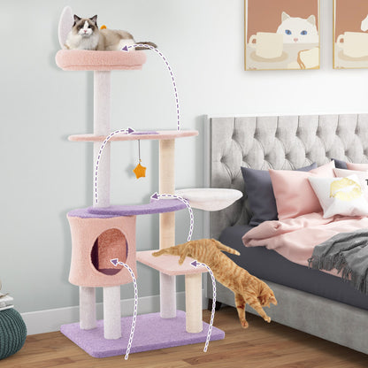 Multi-Level Cat Tower with Sisal Covered Scratching Posts for Small Cats