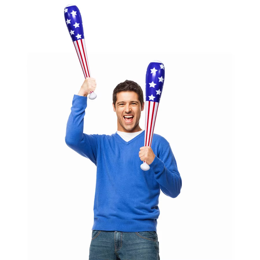 4Pcs Inflatable American Baseball Bats 83Cm/32.7Inch Inflatable Hammer Stick Balloon Toy Carnival Pool Party Game Gifts
