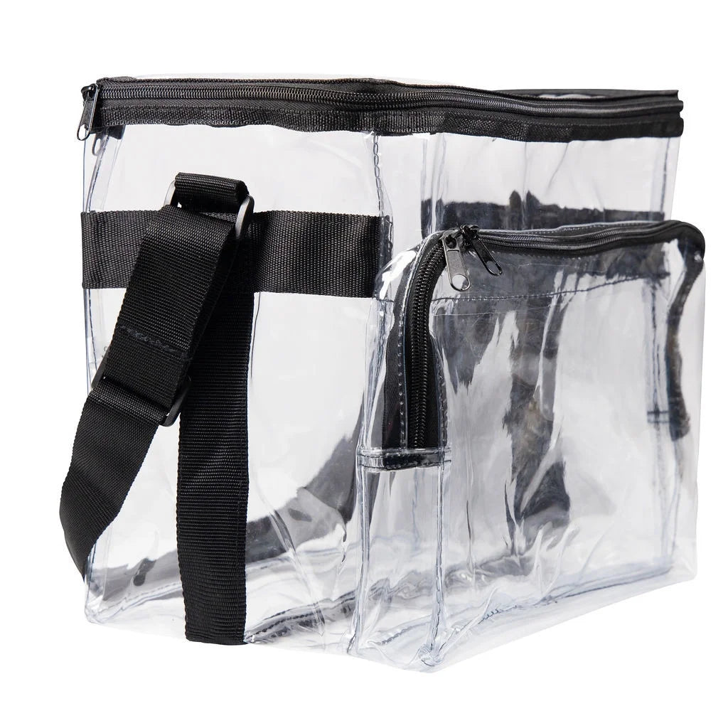 CHM Large Clear Lunch Bag See through Lunch Box with Adjustable Strap and Front
