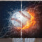 Sports Curtains, Baseball Ball on Fire and Water Flame Splashing Thunder Creative Art, Living Room Bedroom Window Drapes 2 Panel Set, 108" X 90", Blue Burgundy