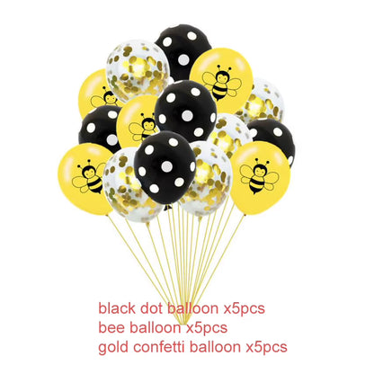Bumble Bee Theme Party DIY Supplies Kids Birthday Party Decoration Latex Balloon Garland Disposable Tableware Set Baby Shower Su