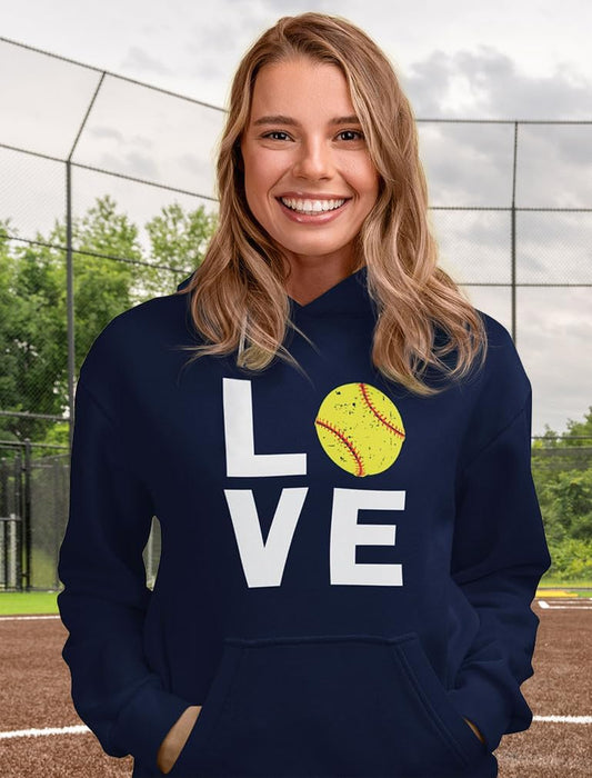 Love Softball Sweatshirt Hoodie Novelty Gifts for Coaches Fan Players Pitcher Hoodies for Women Teen Girls