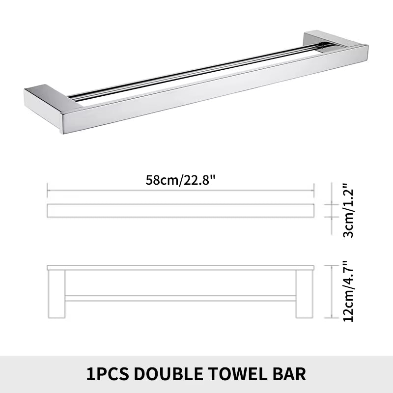 Stainless Steel Bathroom Accessories Wall Shelf Towel Bar Rack Rail Toilet Brush Roll Paper Holder Soap Dish Bathroom Hardware