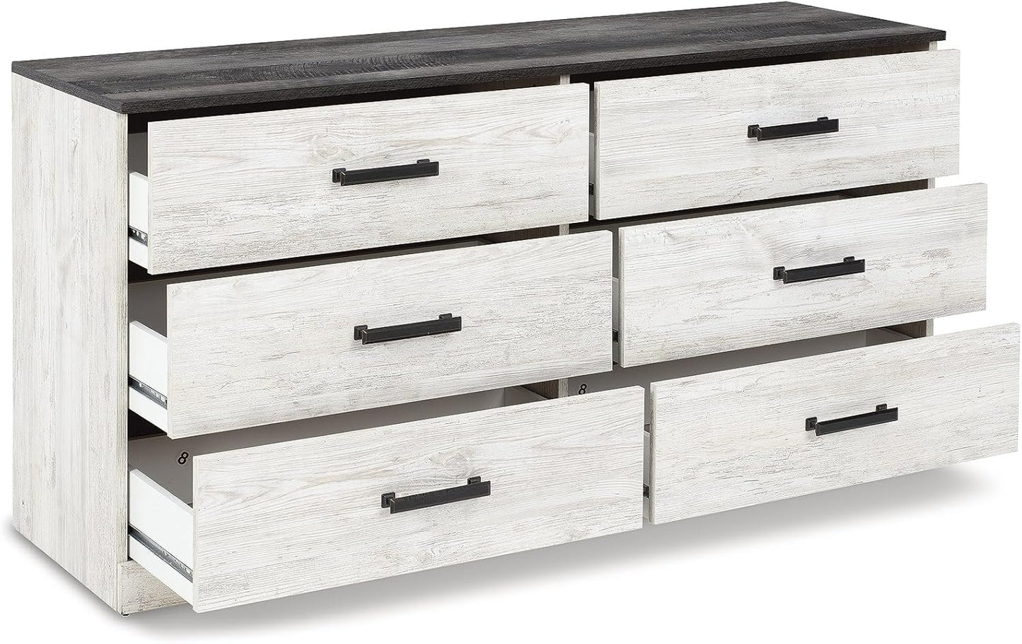 Shawburn Modern Farmhouse 6 Drawer Dresser, Two Tone White & Dark Gray